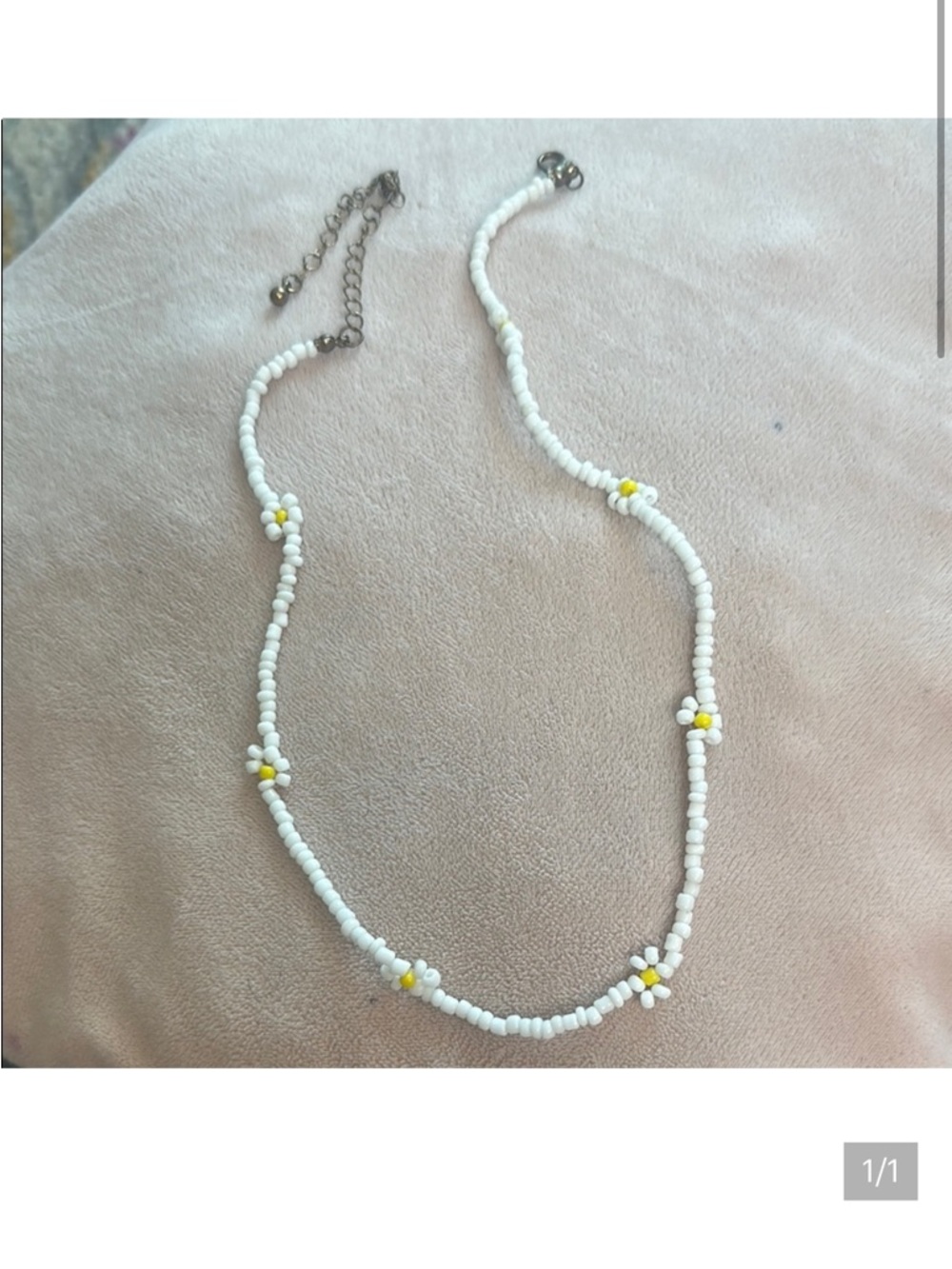 Y2K Beaded Daisy Choker Necklace White Yellow Beach Cottagecore Cute Trendy